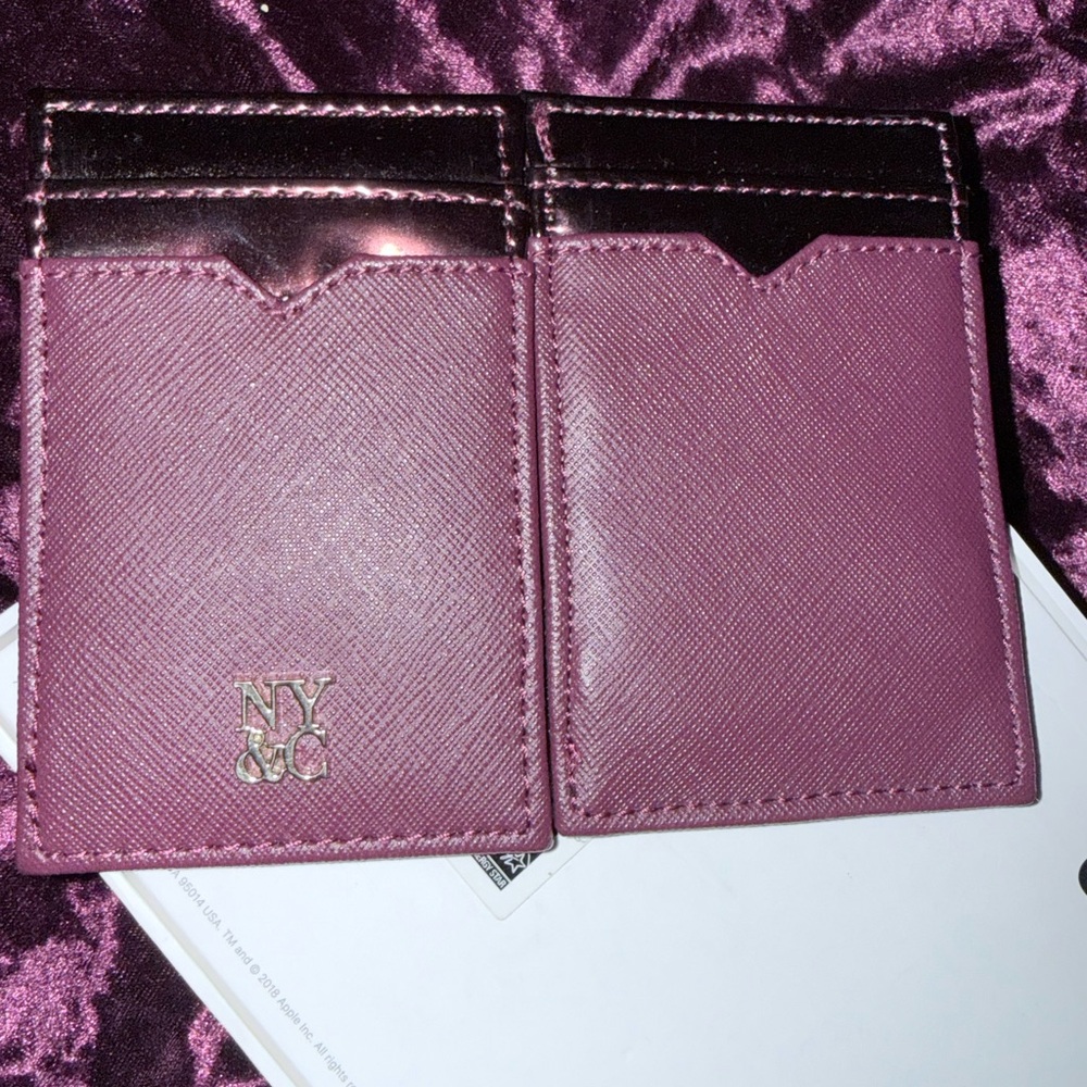 NY&C Purple Saffiano Faux-Leather Magic Flip Wallet / Card Holder